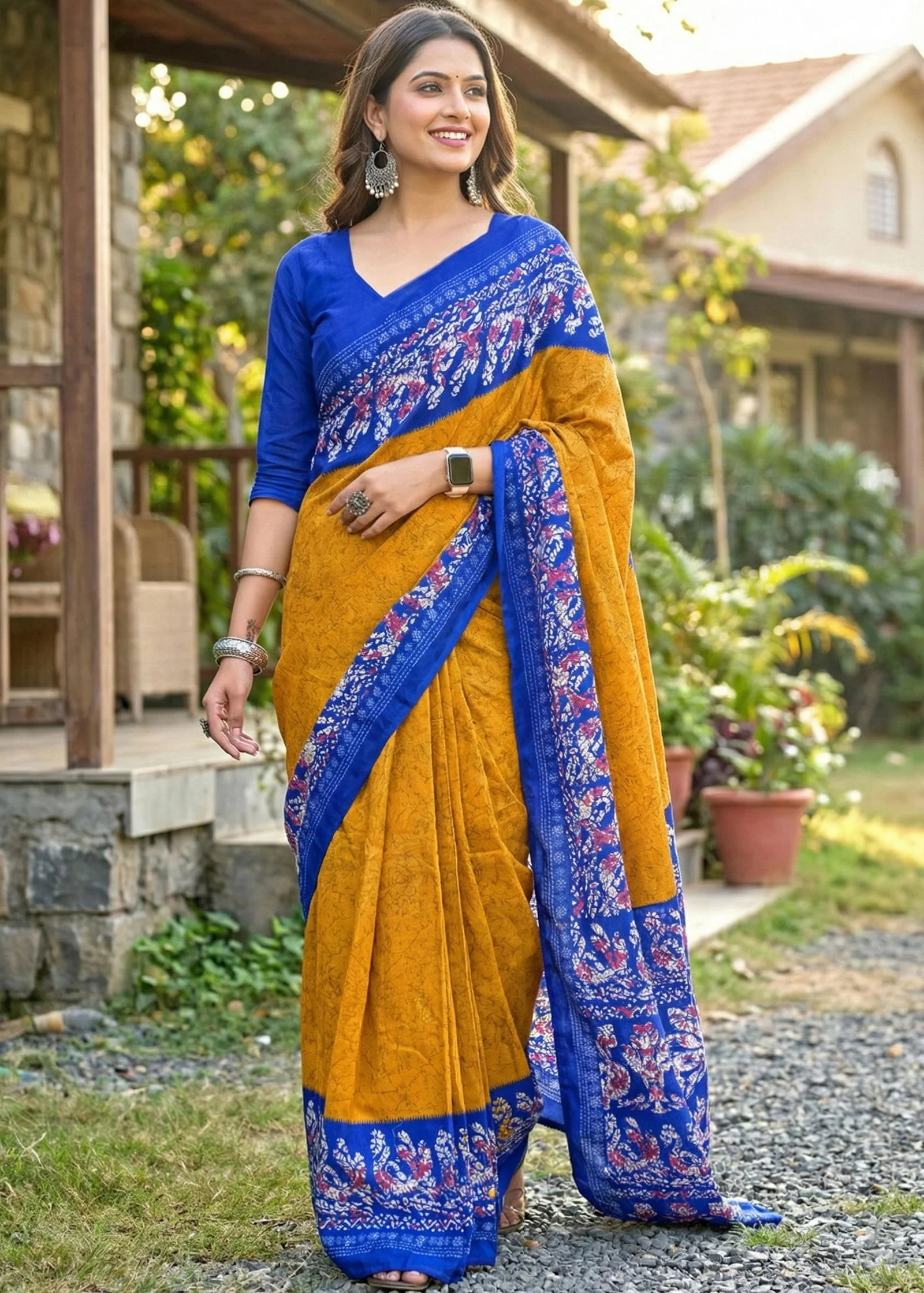 Scdf Batik a Cotton Block Printed Saree Collection - Image 5