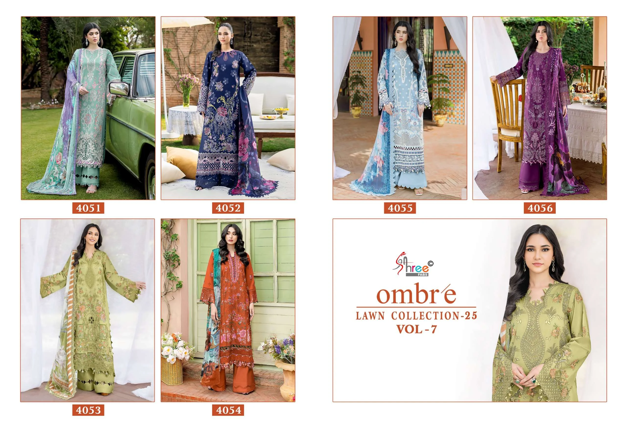 Shree Fab Ombre Lawn Collection 25 Vol 7 - Image 5