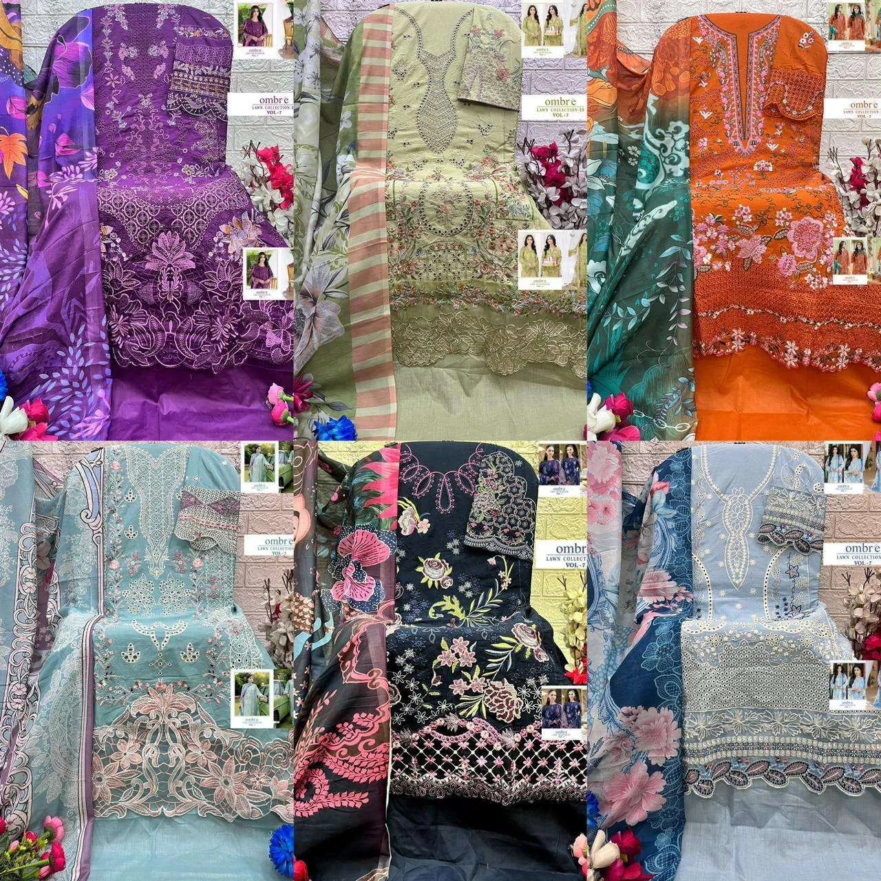 Shree Fab Ombre Lawn Collection 25 Vol 7 - Image 6