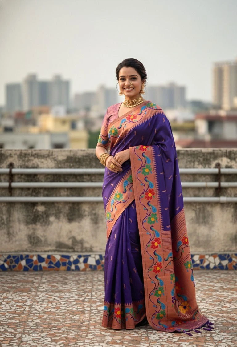 Vt 6088 T Soft Paithani Silk Traditional Wear Saree - Image 3
