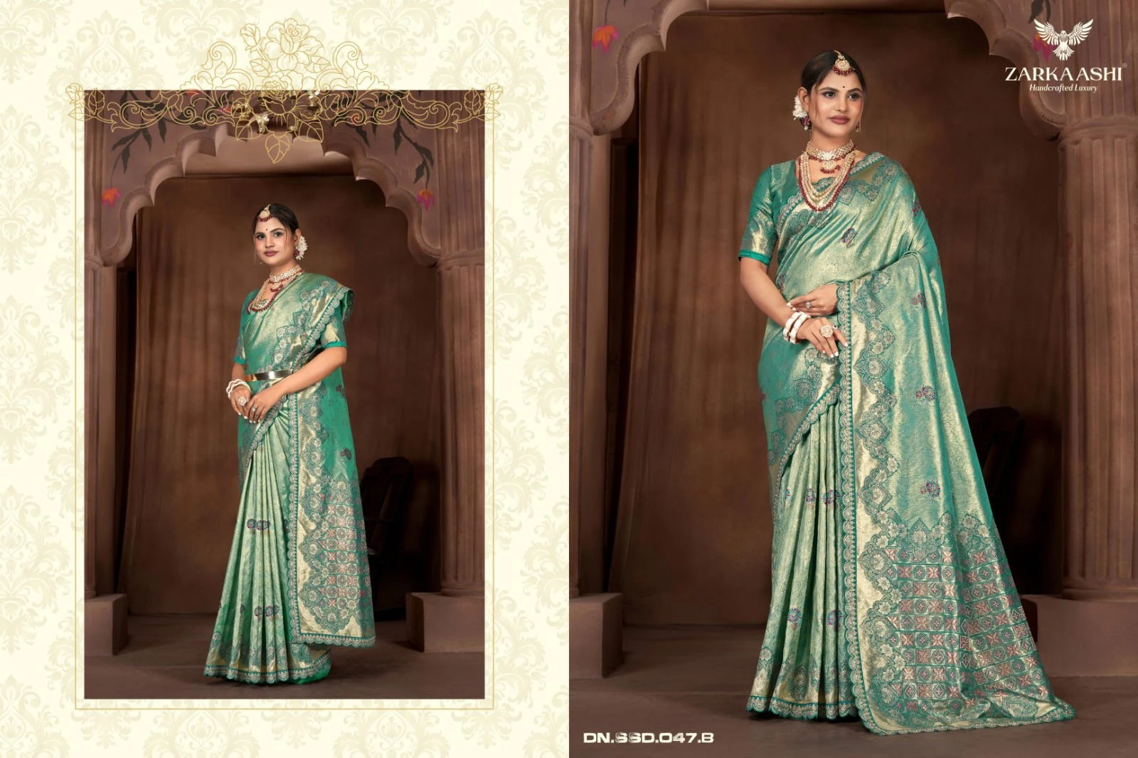 Zarkaashi Virasat Nylone Tissue Festival Wear Saree Collection - Image 3