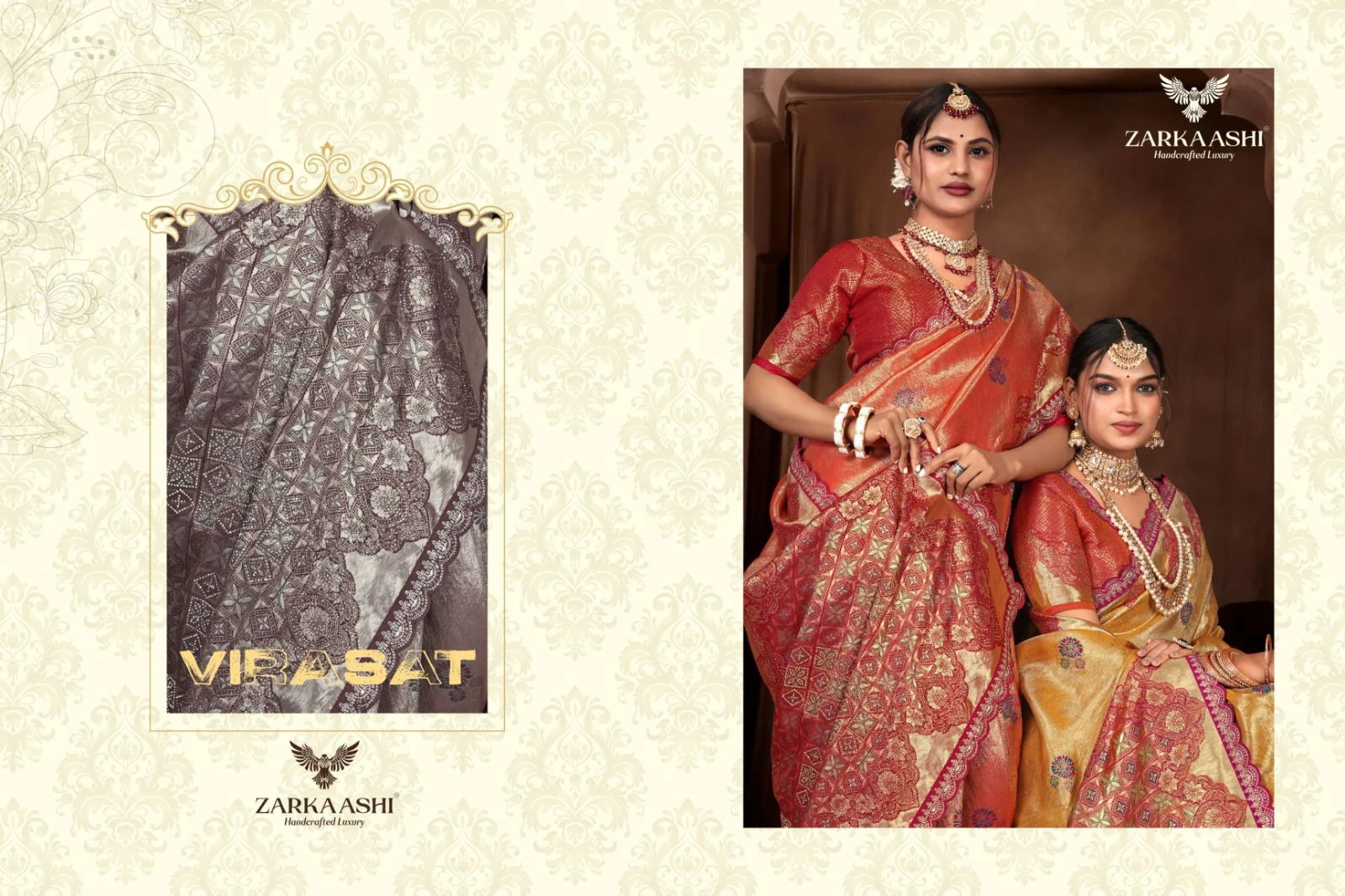 Zarkaashi Virasat Nylone Tissue Festival Wear Saree Collection - Image 4