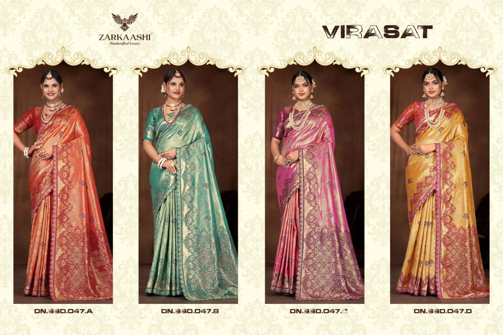 Zarkaashi Virasat Nylone Tissue Festival Wear Saree Collection - Image 7