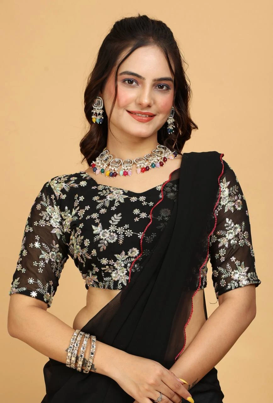 Anisha Gulabo Mg Reniyal Embroidered Fancy Saree Collection