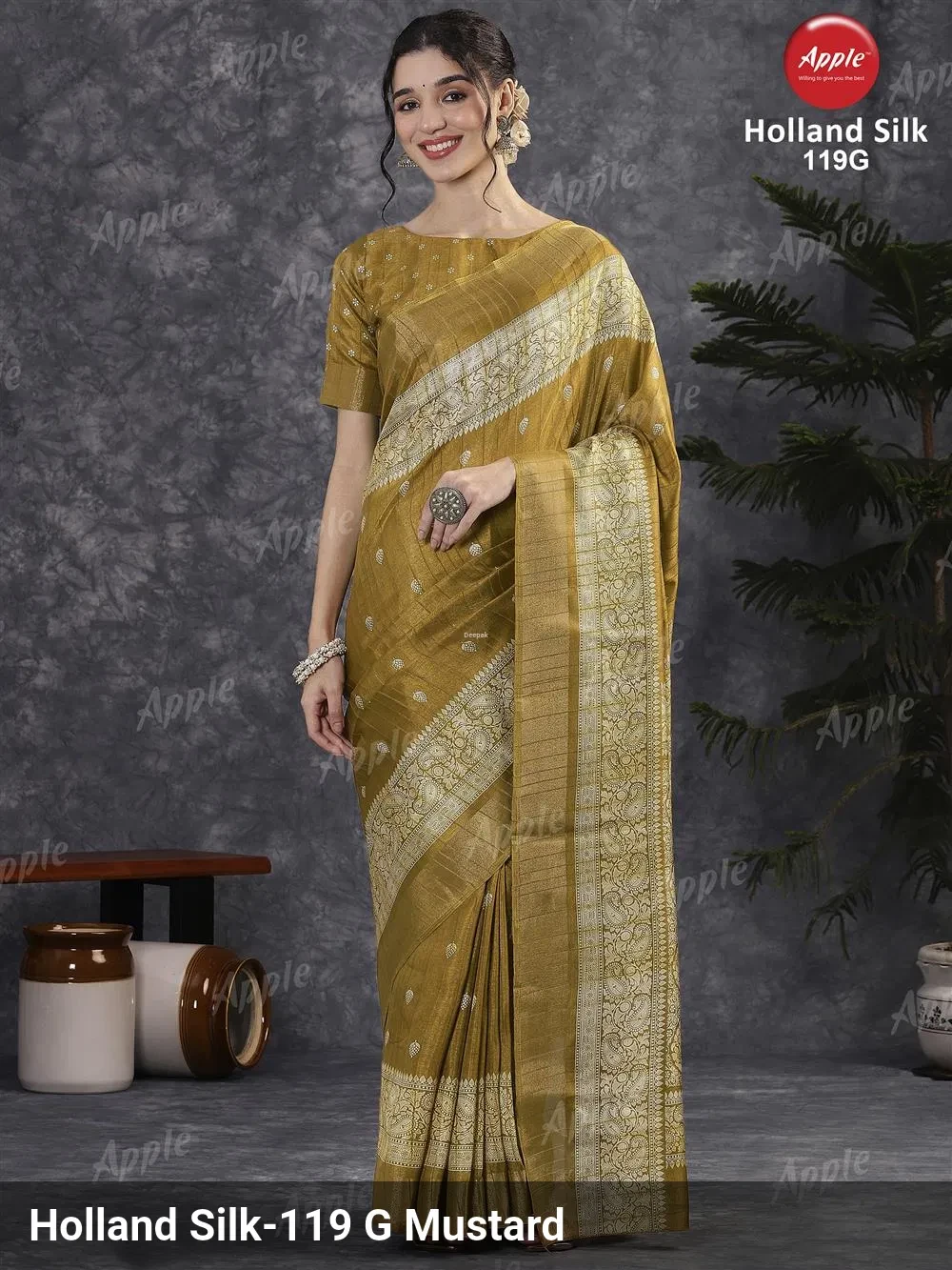Apple Holland Silk 119 Silk Blend Rust Printed Designer Saree Collection - Image 8