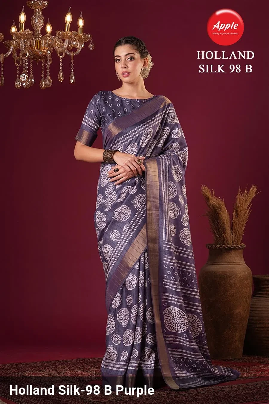 Apple Holland Silk 98 Silk Blend Brown Printed Party Wear Saree Collection - Image 3