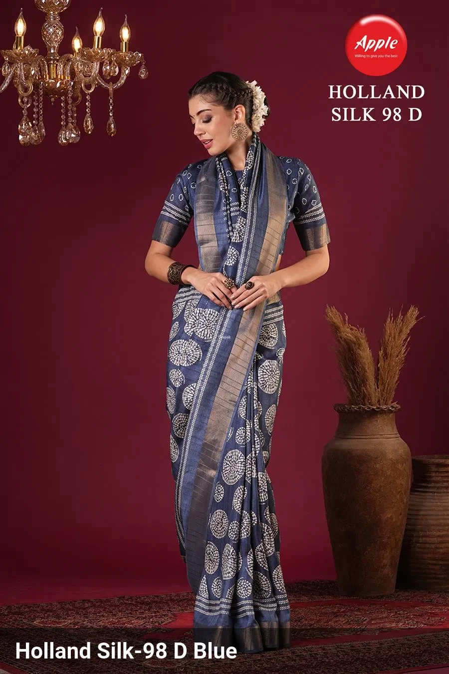 Apple Holland Silk 98 Silk Blend Brown Printed Party Wear Saree Collection - Image 5