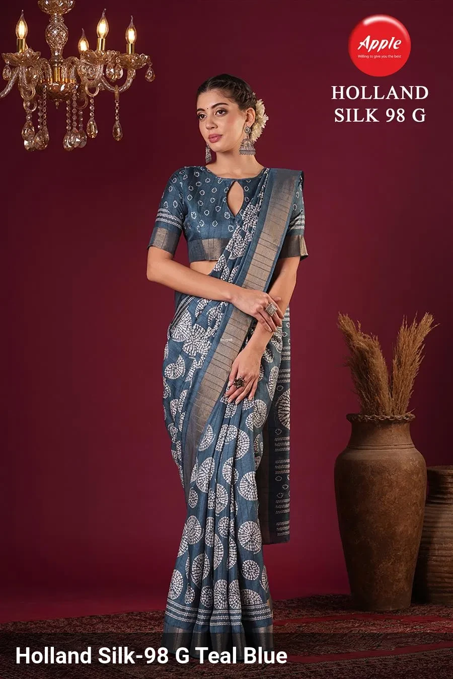 Apple Holland Silk 98 Silk Blend Brown Printed Party Wear Saree Collection - Image 8