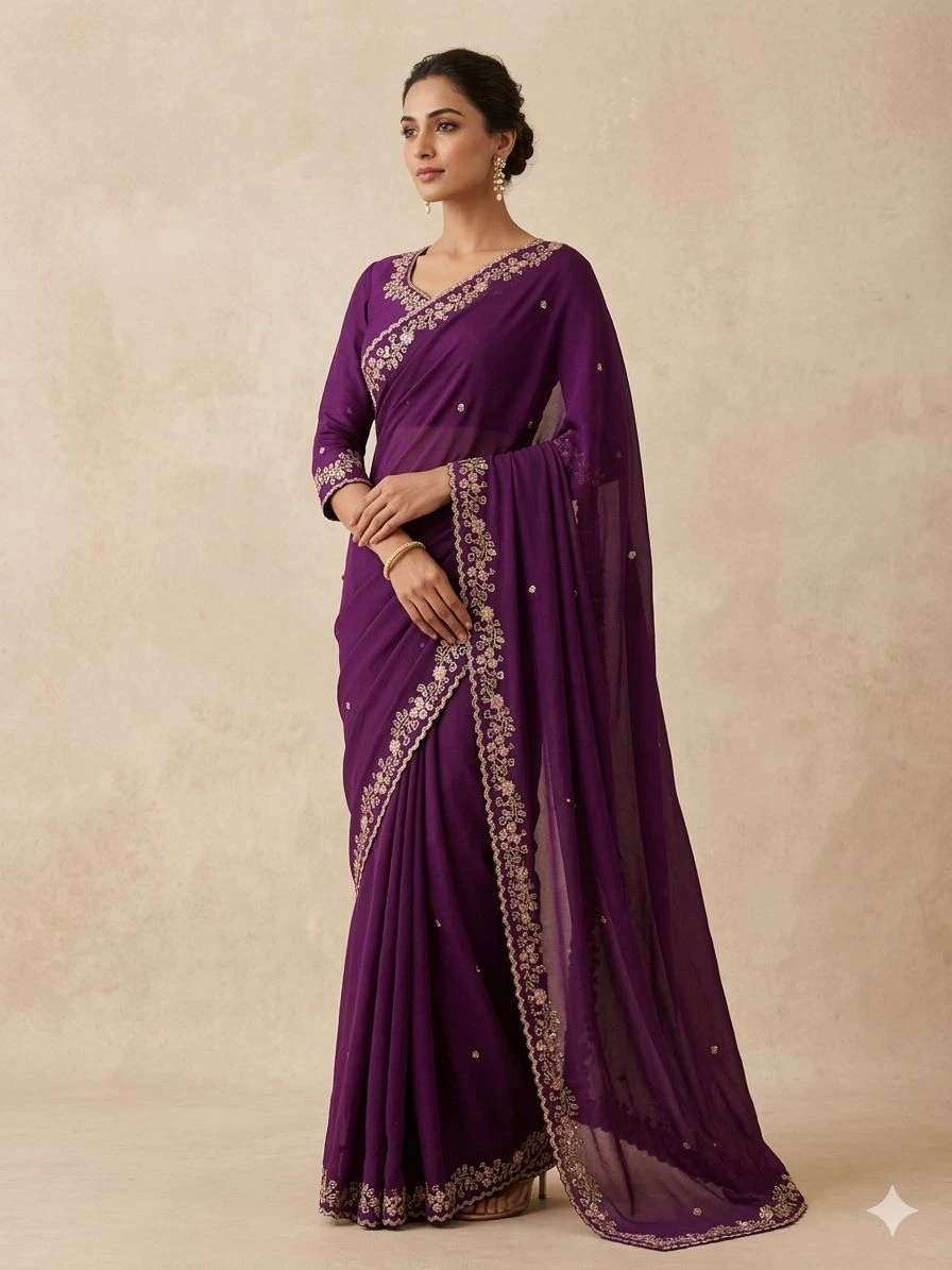 Crush Silk Ah Rangoli Silk Embroidery Saree Collection