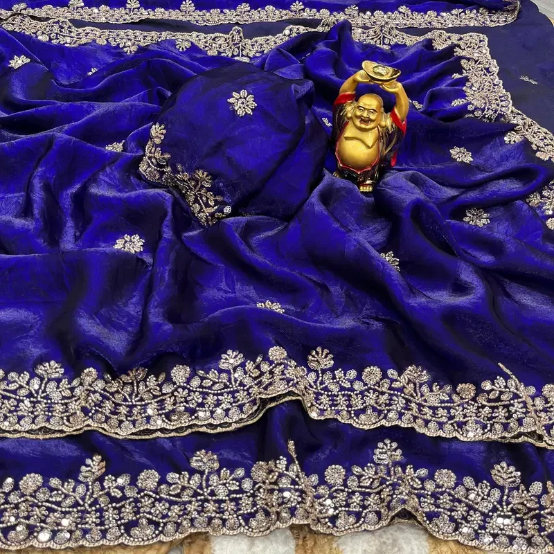 Ds 766 Space Silk Sequence Cutdana Worked Designer Saree Collection - Image 6