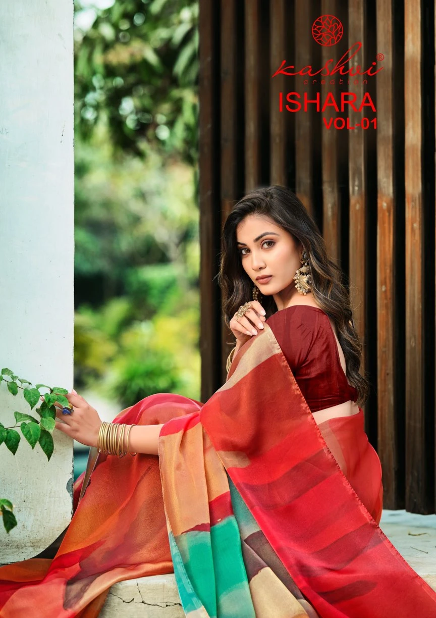 Kashvi Ishara Vol 01 Moss Digital Printed Saree Collection - Image 10
