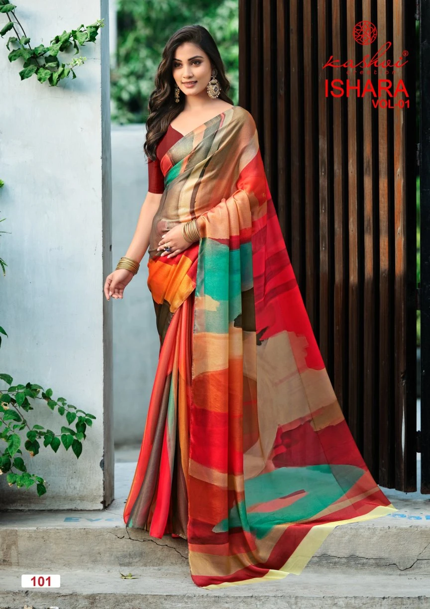 Kashvi Ishara Vol 01 Moss Digital Printed Saree Collection - Image 12