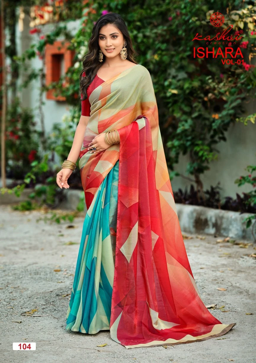 Kashvi Ishara Vol 01 Moss Digital Printed Saree Collection - Image 5