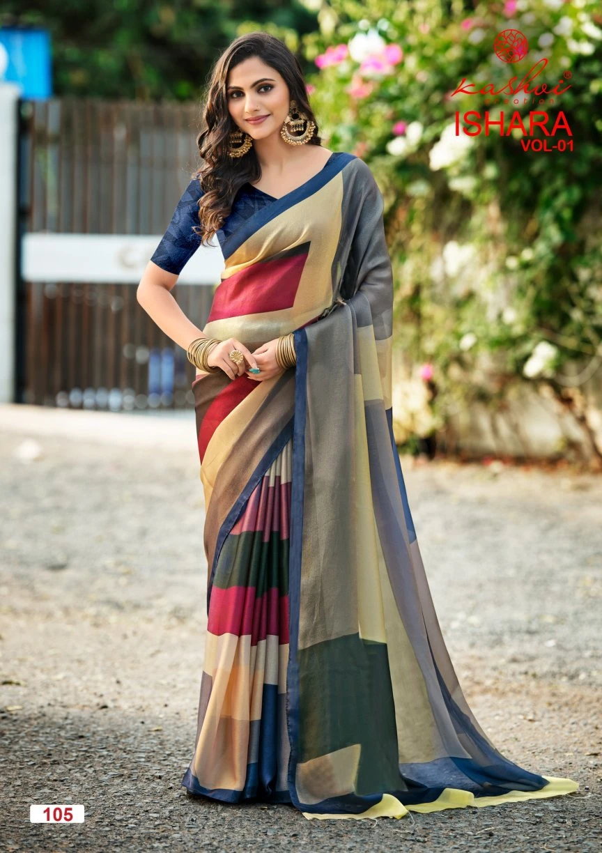 Kashvi Ishara Vol 01 Moss Digital Printed Saree Collection - Image 7