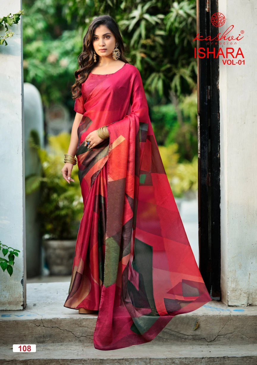 Kashvi Ishara Vol 01 Moss Digital Printed Saree Collection - Image 9