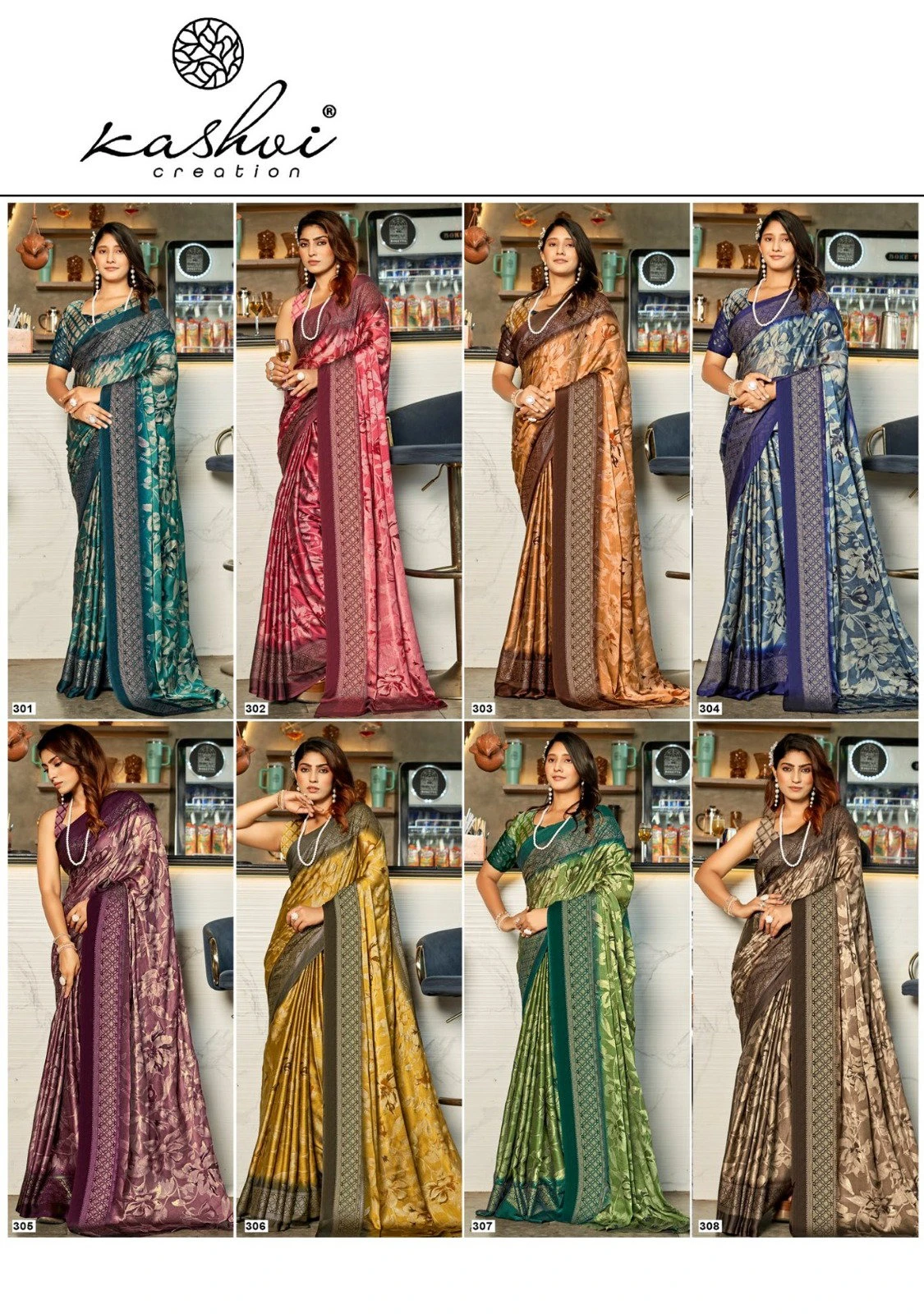 Kashvi Shivika Vol 3 Black Moss Foil Printed Saree Collection - Image 11