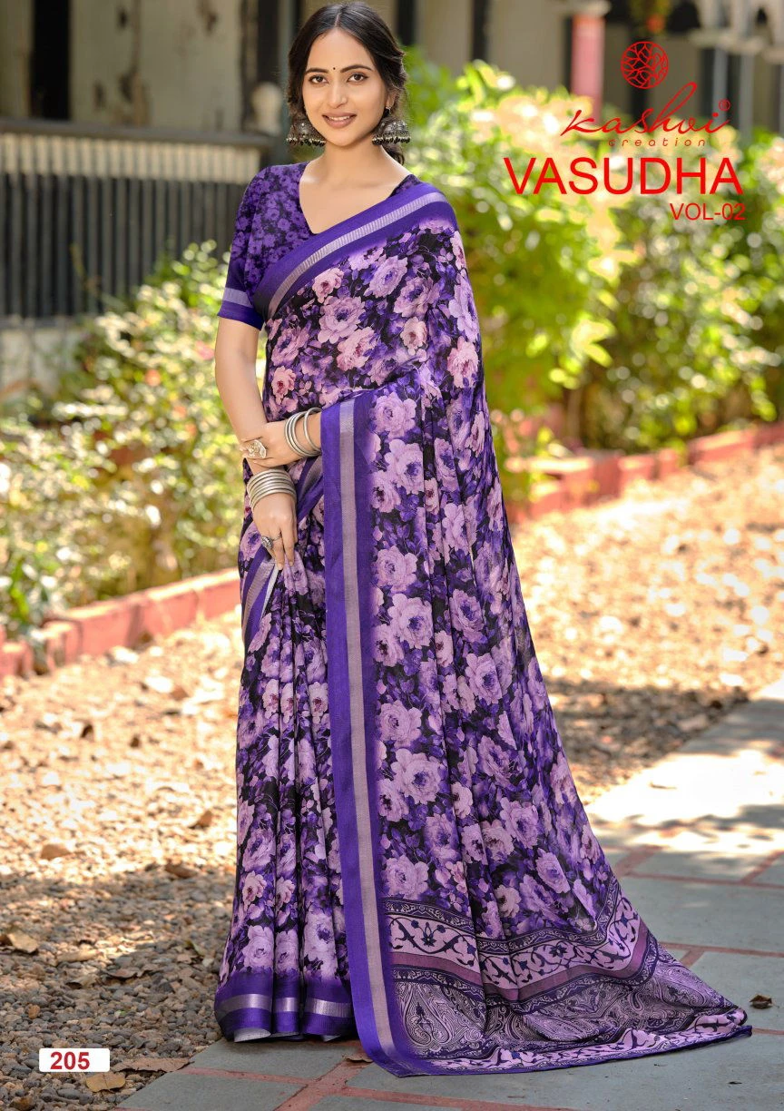 Kashvi Vasudha Vol 02 Dull Moss Silk Printed Saree Collection