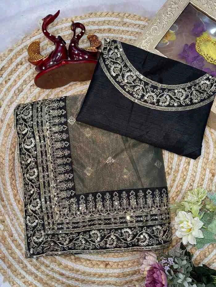 Kc 2092 Soft Twill Beautiful Sequence Embroidery Worked Designer Saree Collection - Image 2
