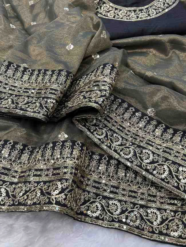 Kc 2092 Soft Twill Beautiful Sequence Embroidery Worked Designer Saree Collection - Image 3