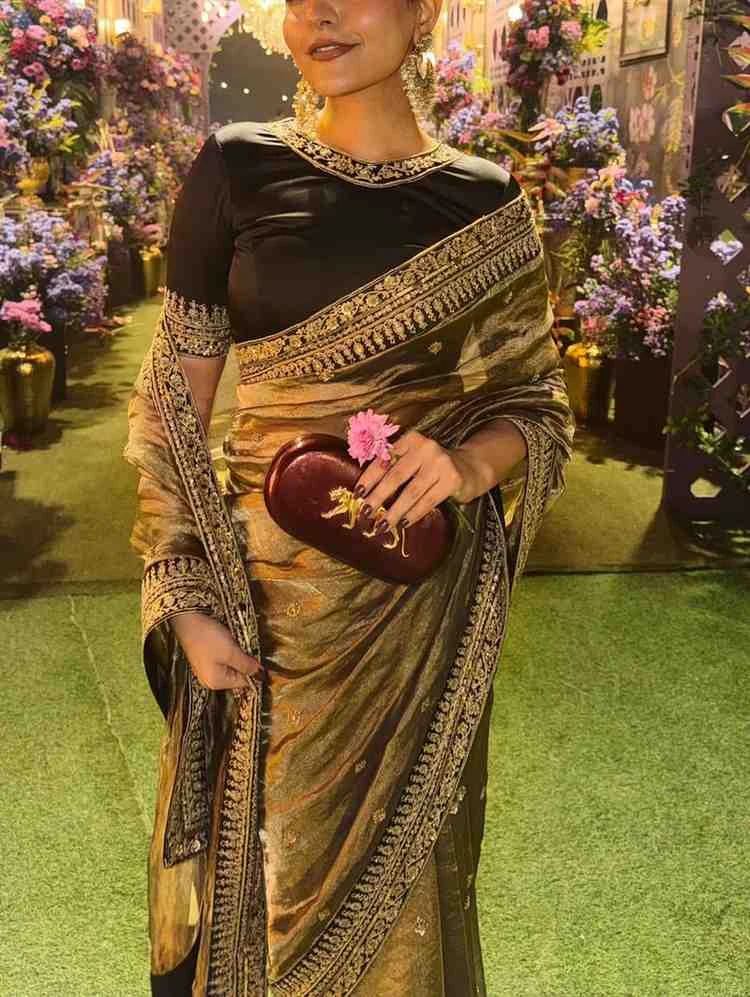 Kc 2092 Soft Twill Beautiful Sequence Embroidery Worked Designer Saree Collection - Image 6