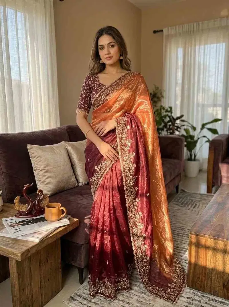 Kc 2096 Soft Frendy Chiffon Beautiful Sequence Worked Designer Saree Collection