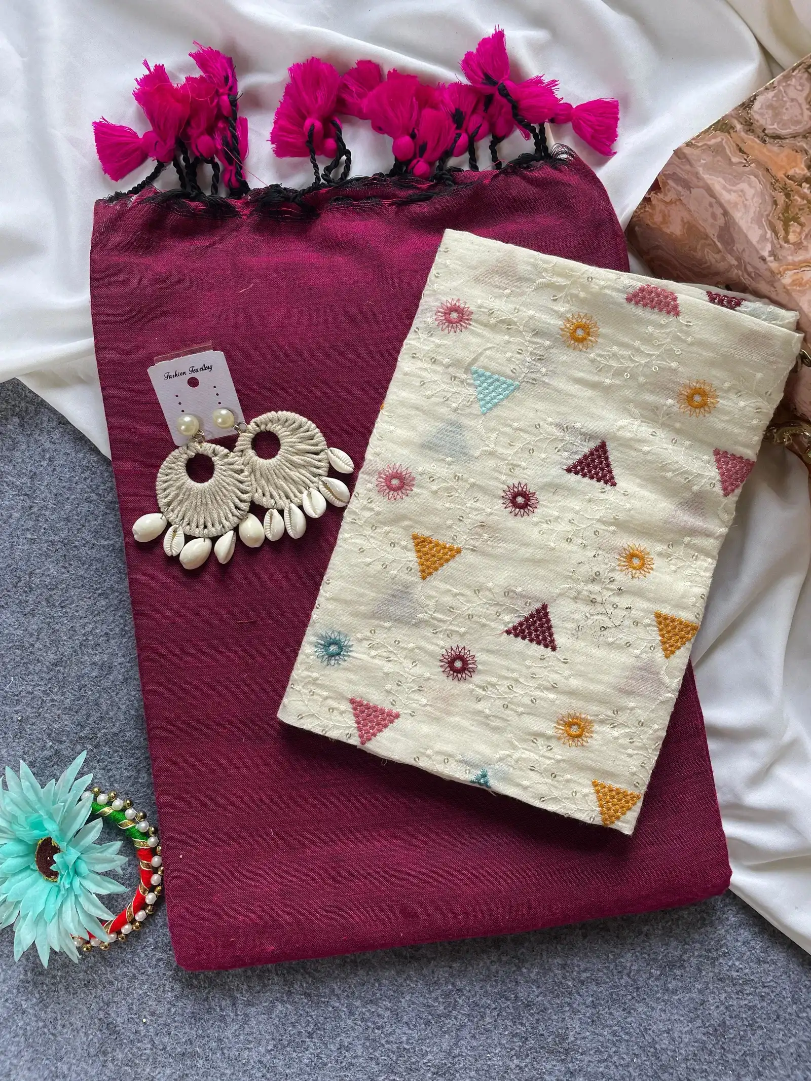 Khadi Vol 6 Cotton Saree with Blouse Embroidery Work Collection