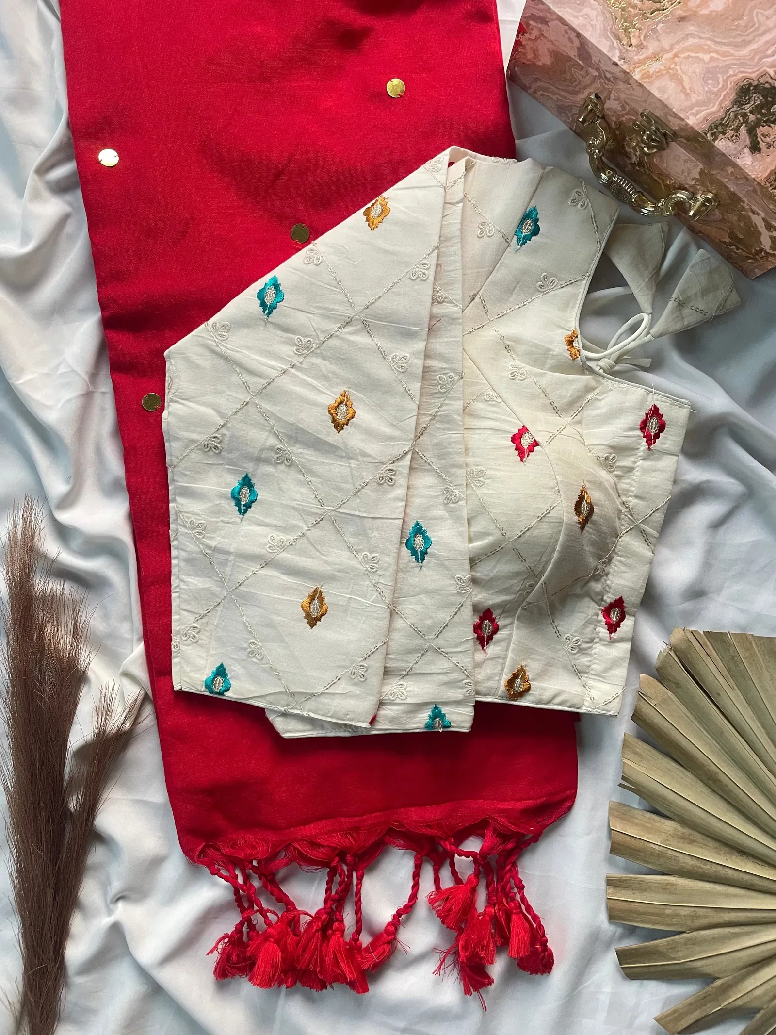 Khadi Vol 9 Cotton with Sequence Work Saree Blouse Collection - Image 11