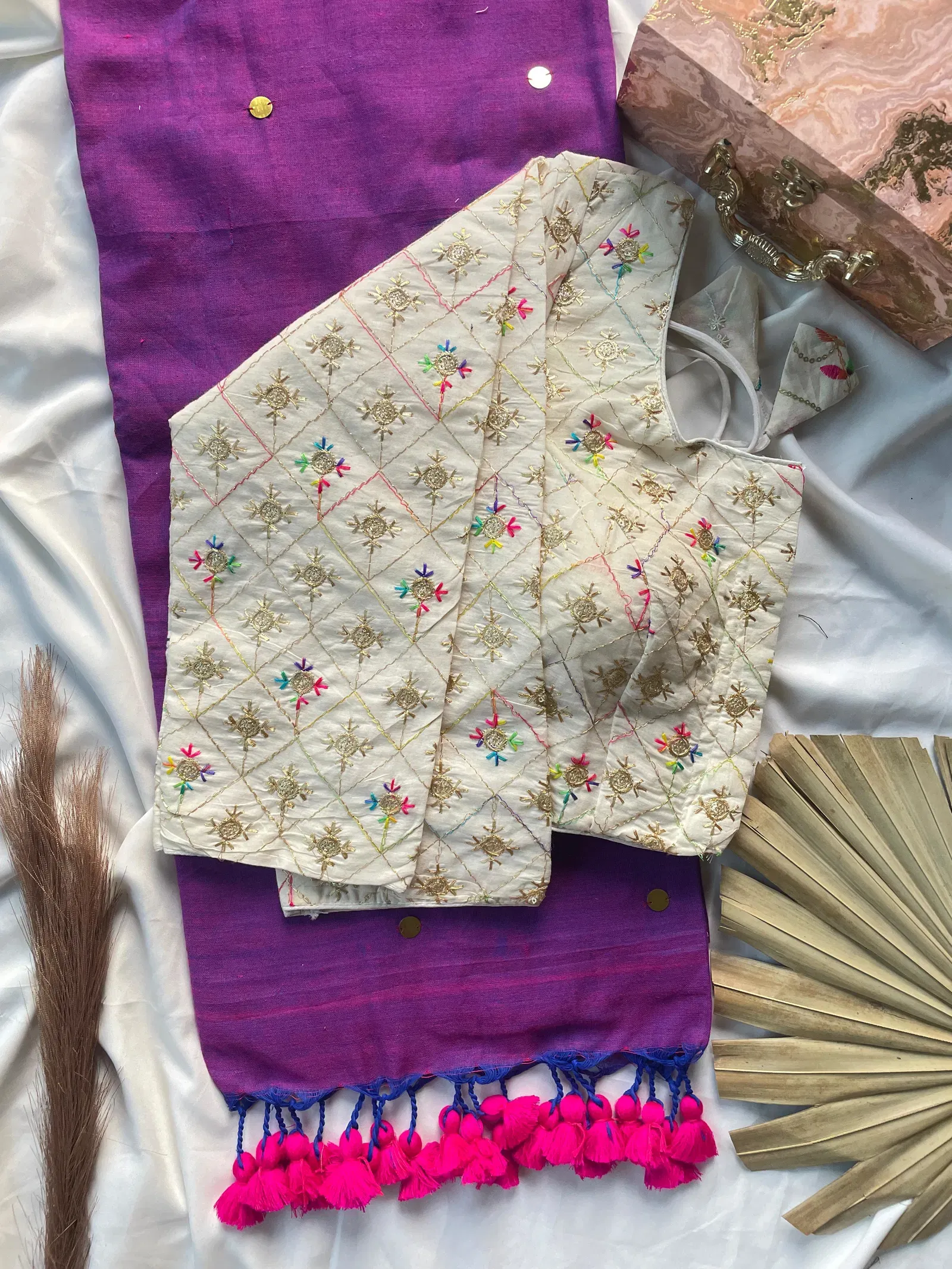 Khadi Vol 9 Cotton with Sequence Work Saree Blouse Collection - Image 5