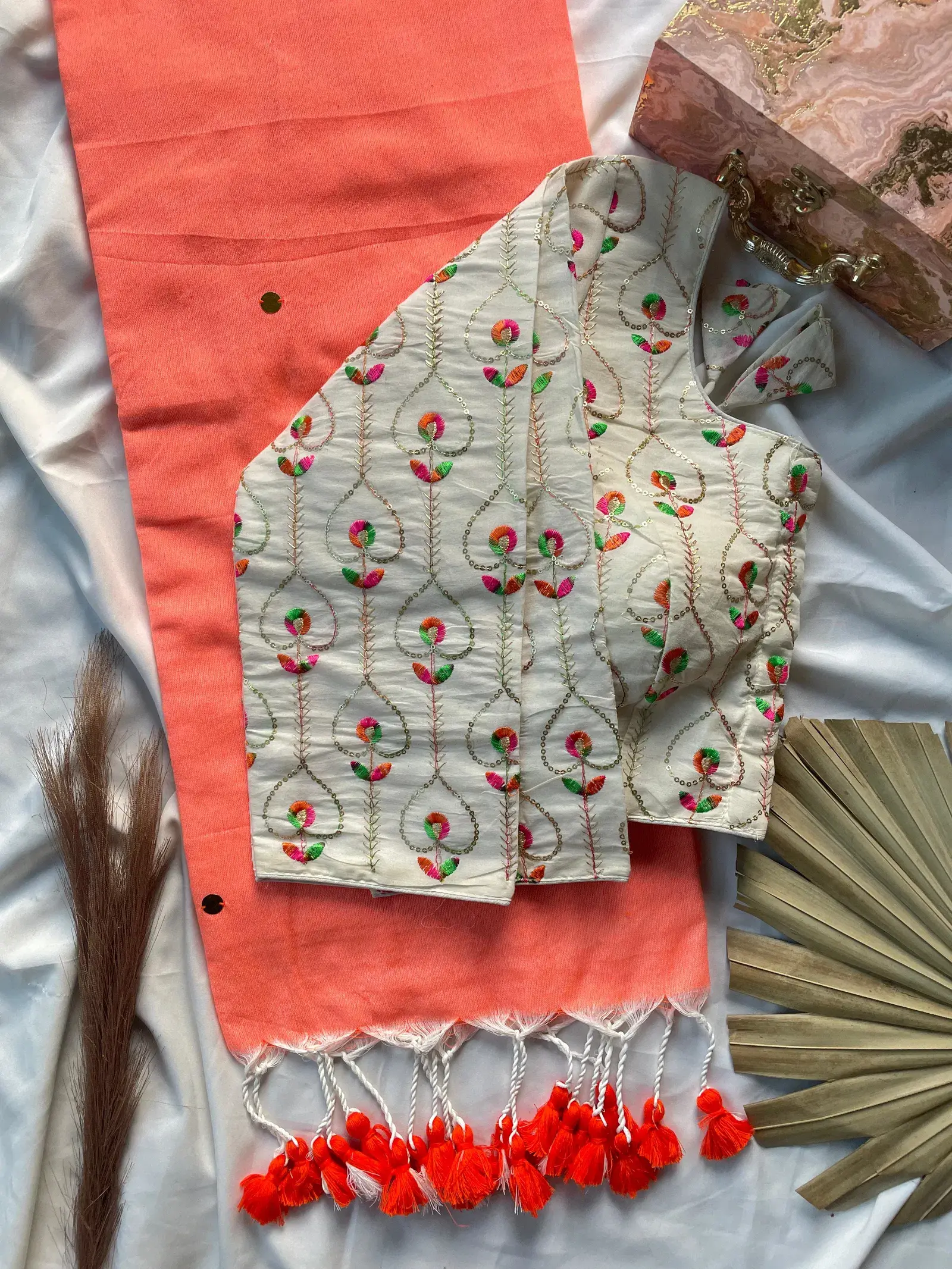 Khadi Vol 9 Cotton with Sequence Work Saree Blouse Collection - Image 6