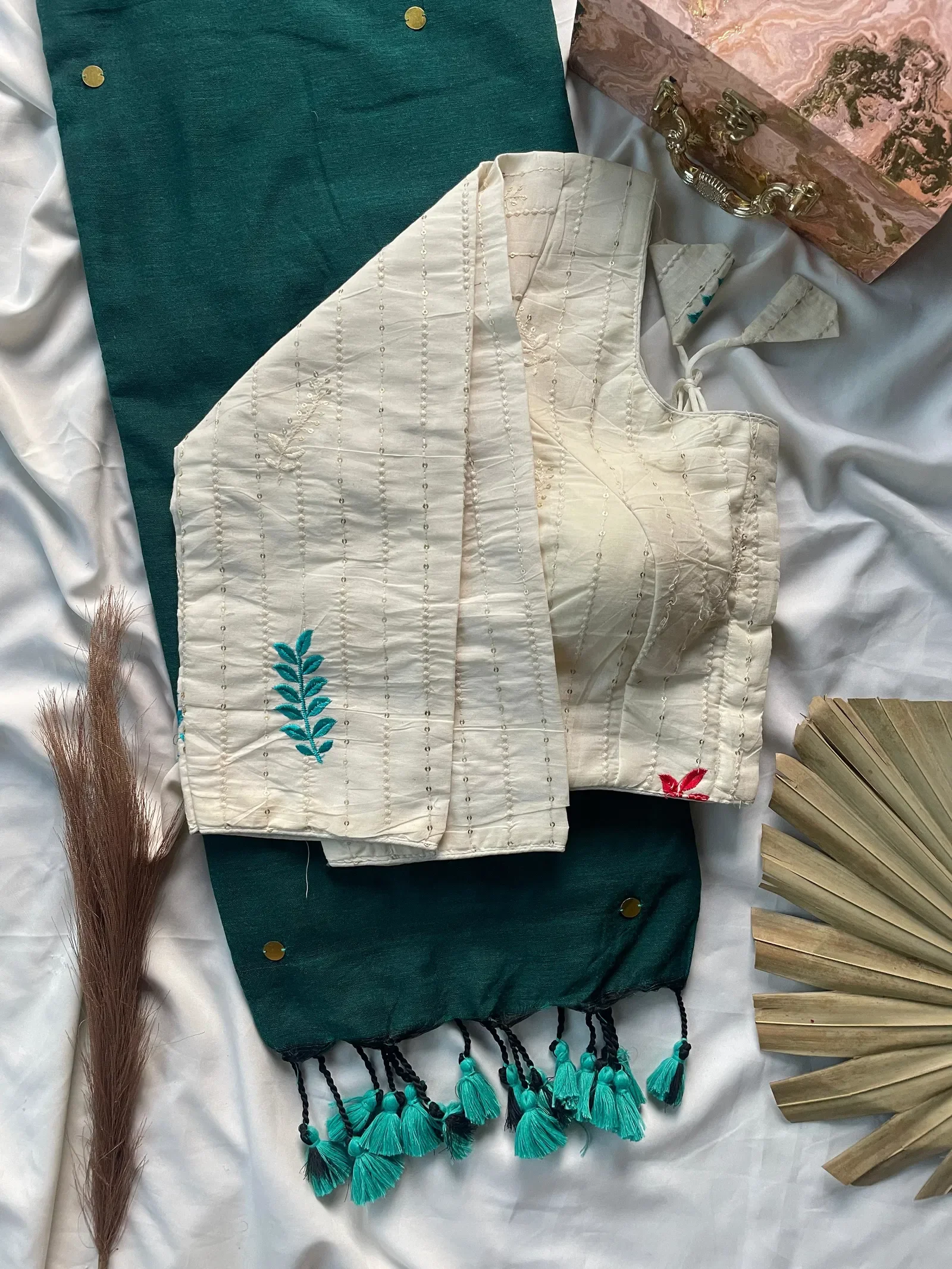 Khadi Vol 9 Cotton with Sequence Work Saree Blouse Collection - Image 7