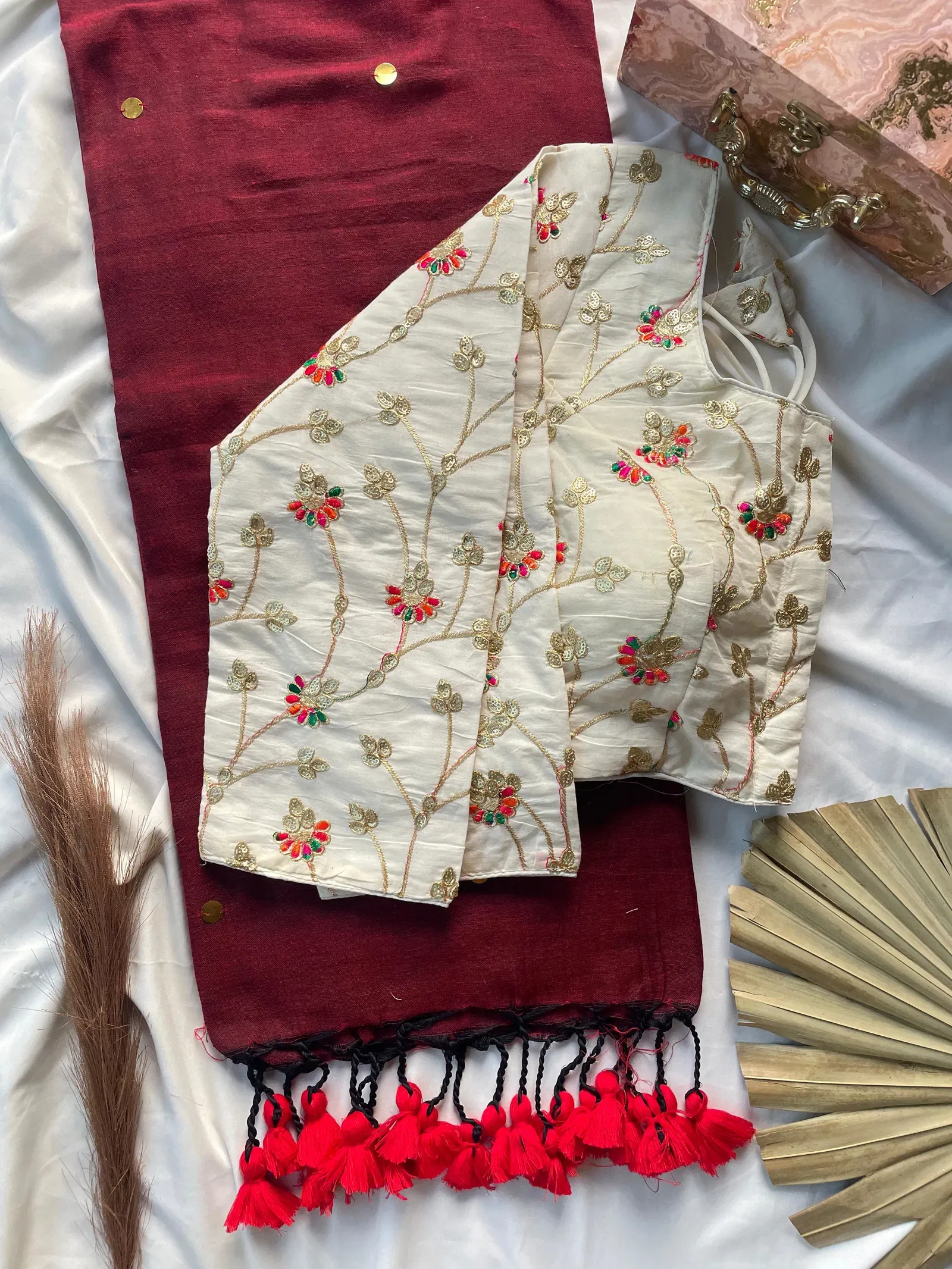 Khadi Vol 9 Cotton with Sequence Work Saree Blouse Collection - Image 9