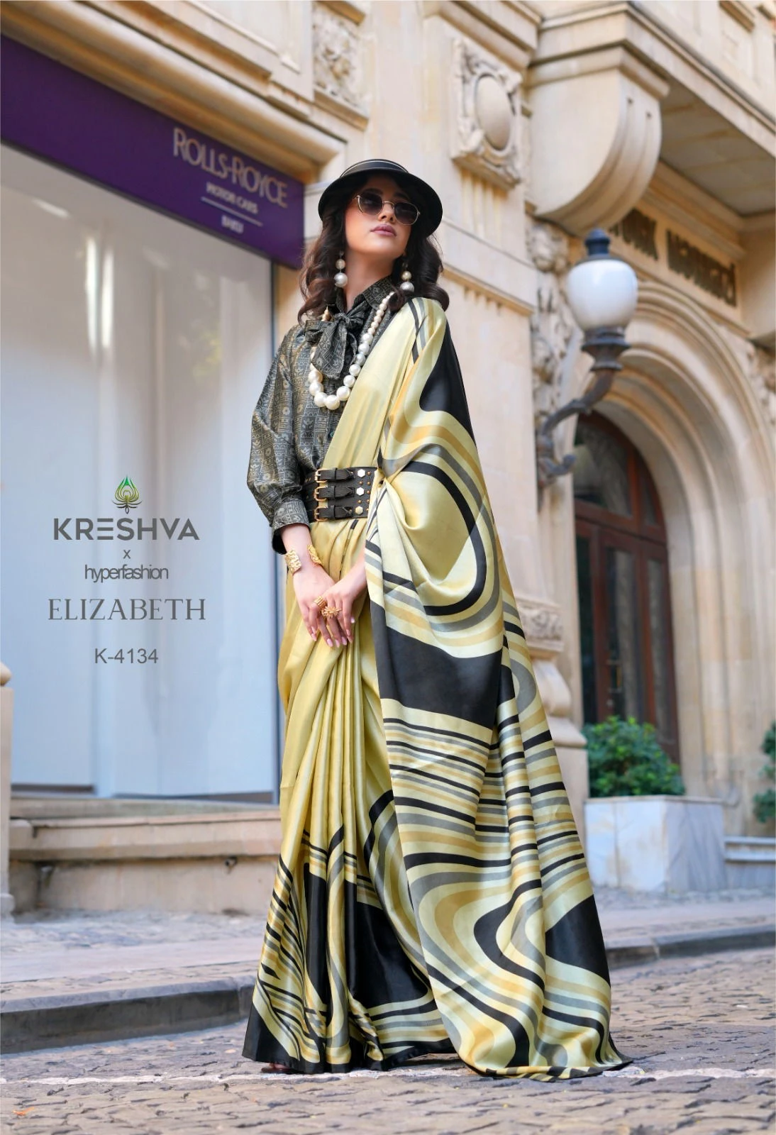 Kreshva Elizabeth Satin Silk Satya Paul Modern Design Saree Collection
