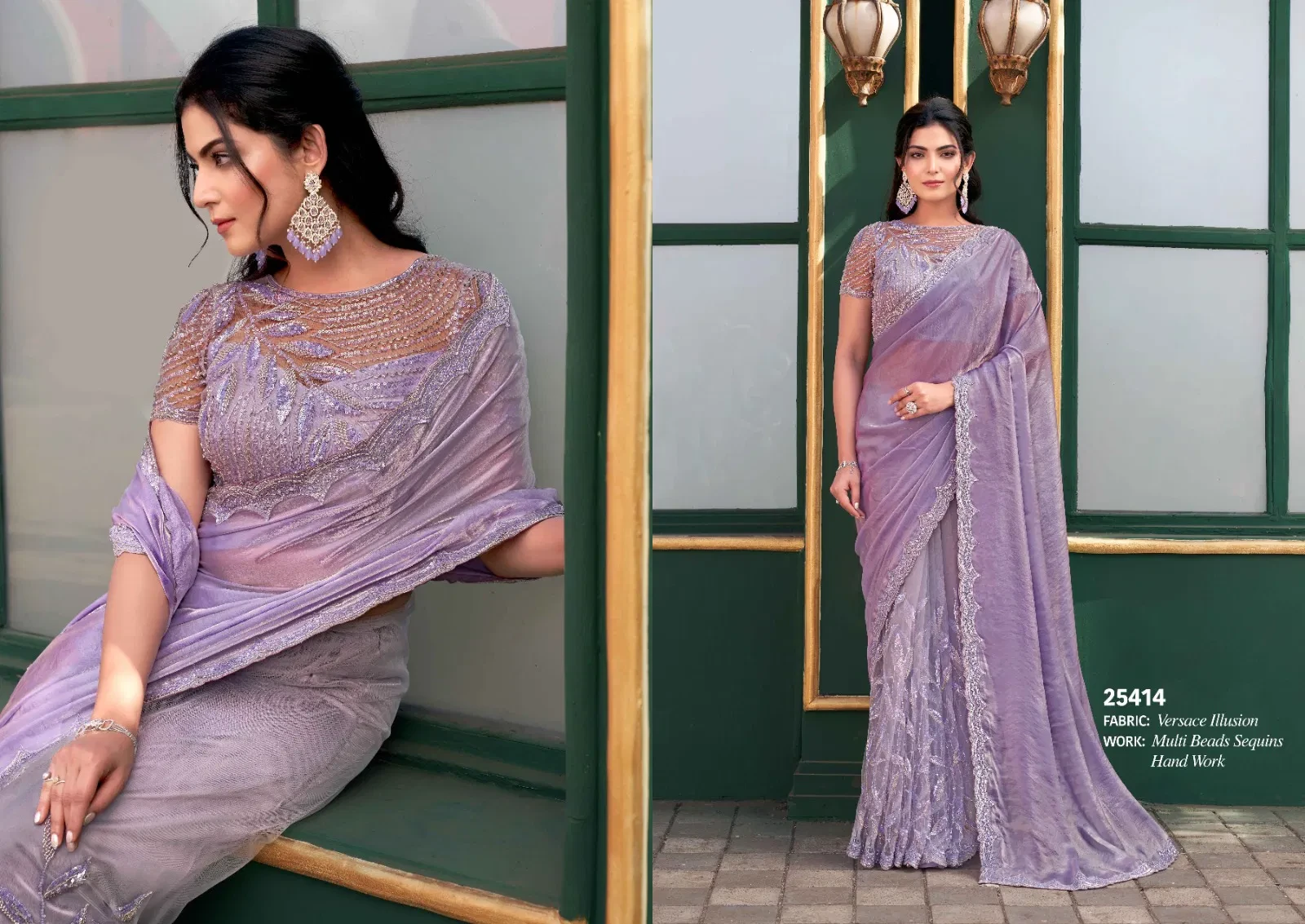 Mahotsav Mohmanthan 25400 Noire Armani Tulle with Stone Worked Saree Collection - Image 6