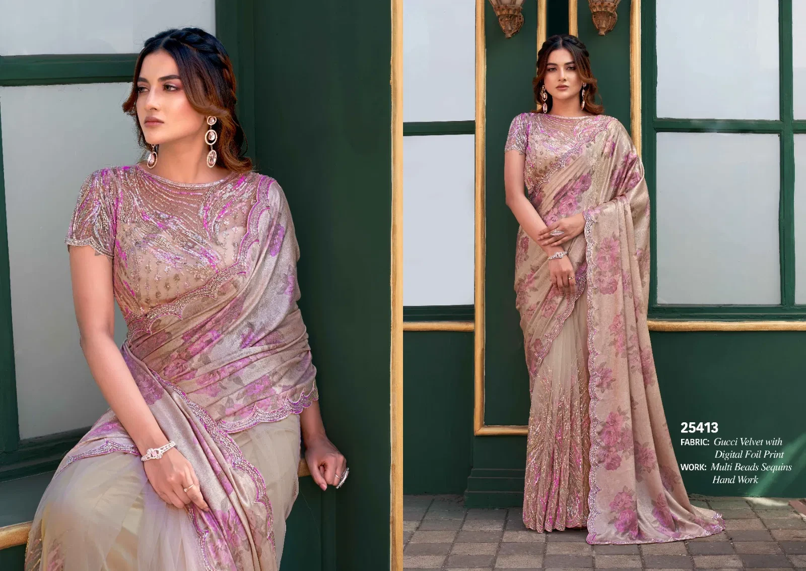 Mahotsav Mohmanthan 25400 Noire Armani Tulle with Stone Worked Saree Collection - Image 7
