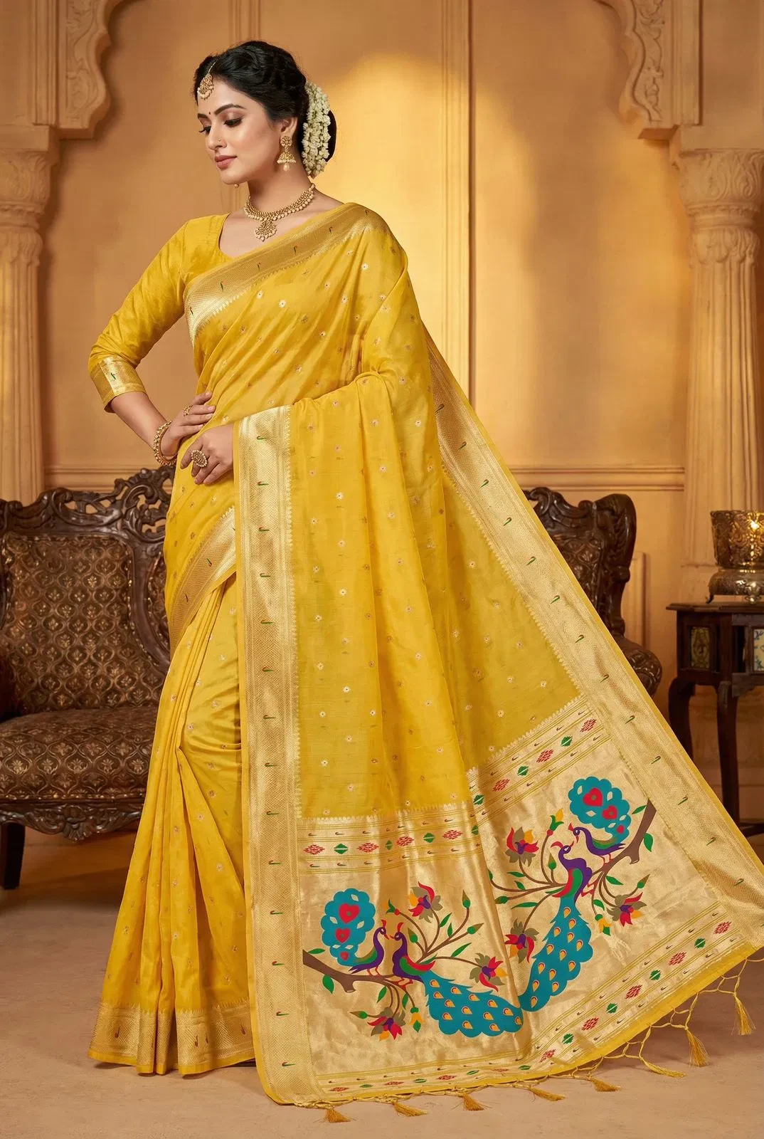 Mb 1101 Organza Silk Woven Butti Motifs Saree Collection - Image 4