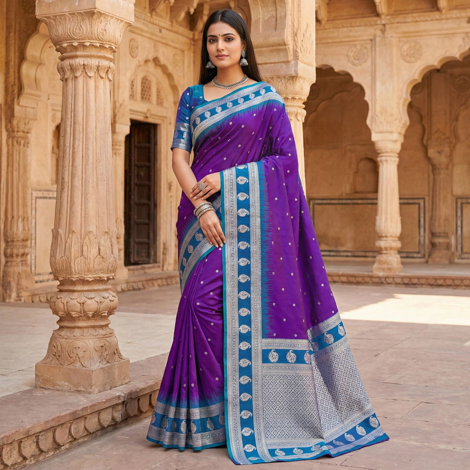 Mb 188 Soft Banarasi Silk Zari Butti Weaving Saree Collection - Image 2