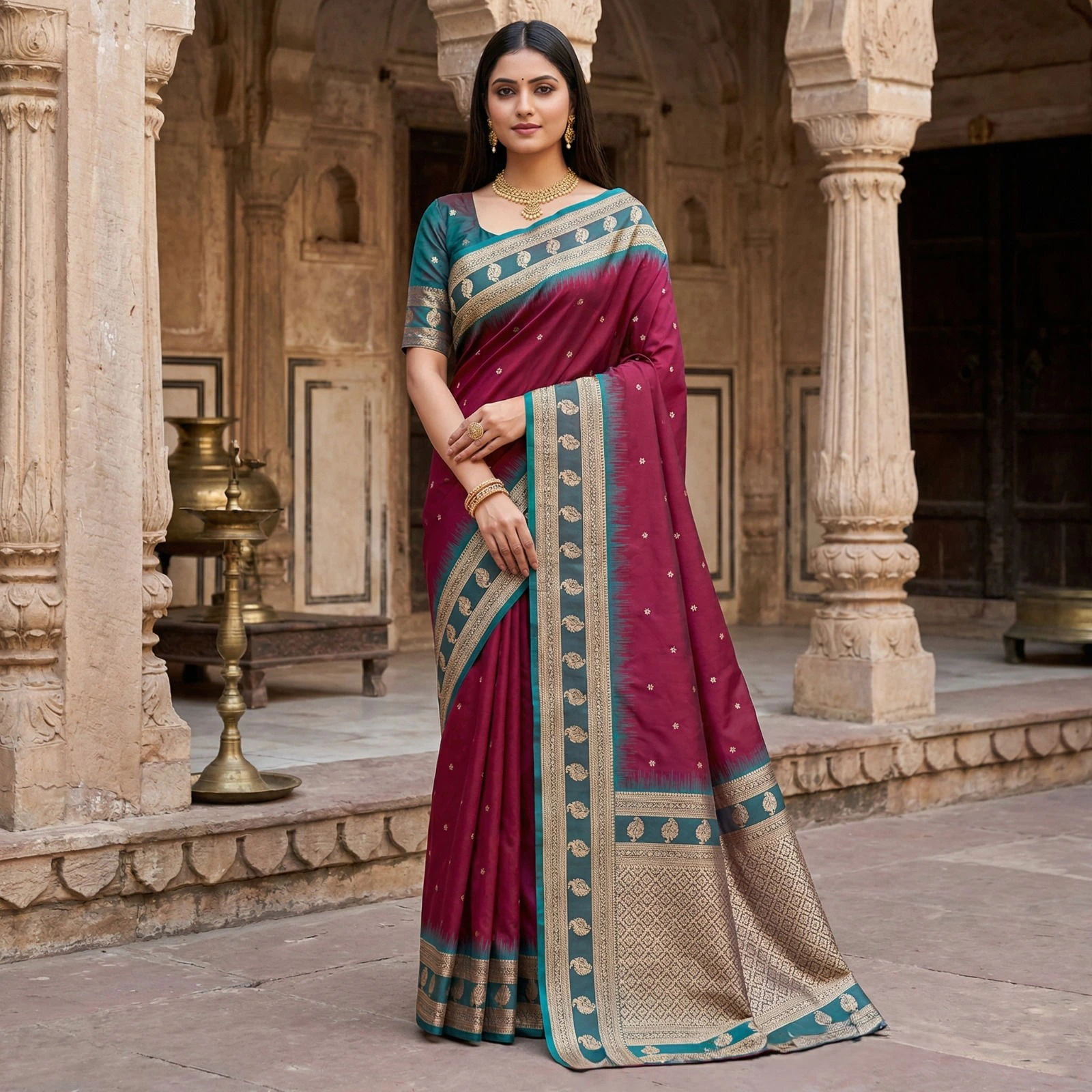 Mb 188 Soft Banarasi Silk Zari Butti Weaving Saree Collection - Image 3