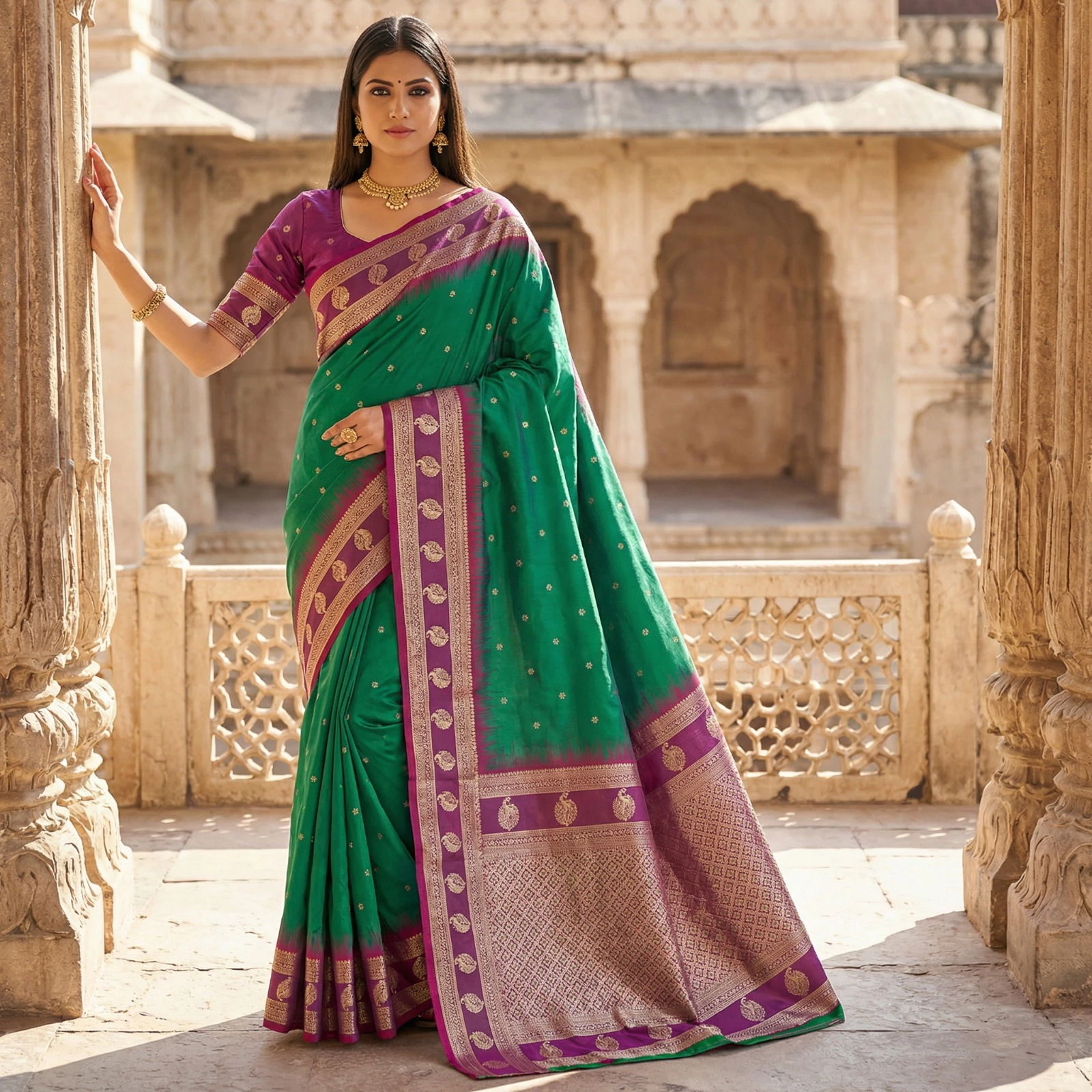 Mb 188 Soft Banarasi Silk Zari Butti Weaving Saree Collection - Image 6