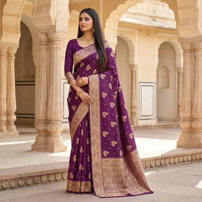 Mb 3323 Pure Banarasi Silk Zari Weaving Traditional Saree Collection - Image 2