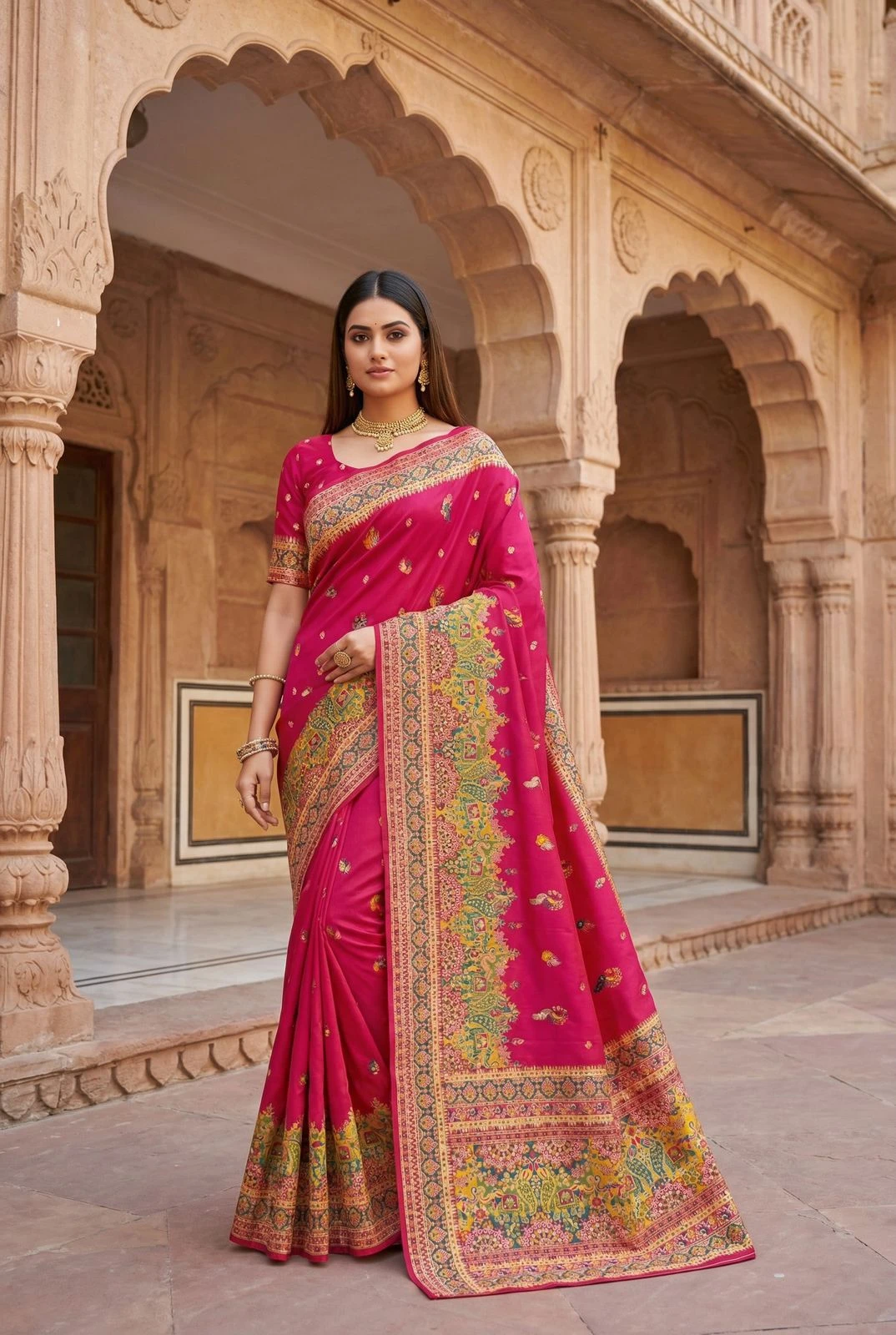 Mb 47 Pashmina Silk Floral Motifs Festival Saree Collection - Image 8