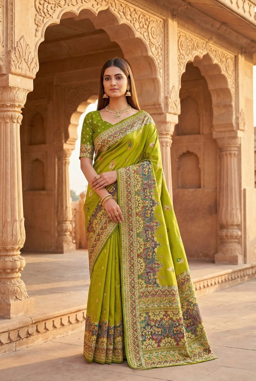 Mb 47 Pashmina Silk Floral Motifs Festival Saree Collection - Image 9