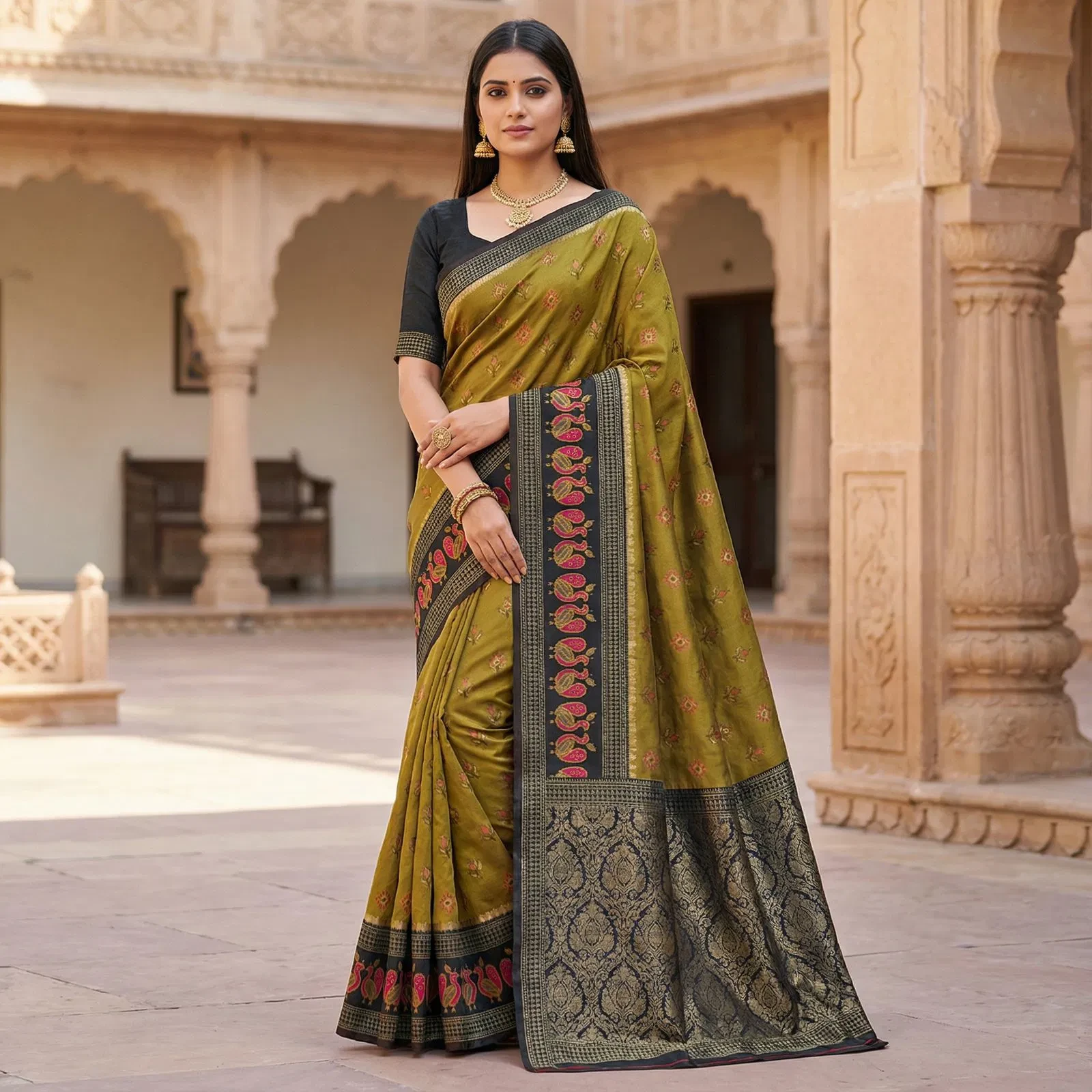 Mb 6134 Silk Blend Pochampalli Ikkat Saree Collection
