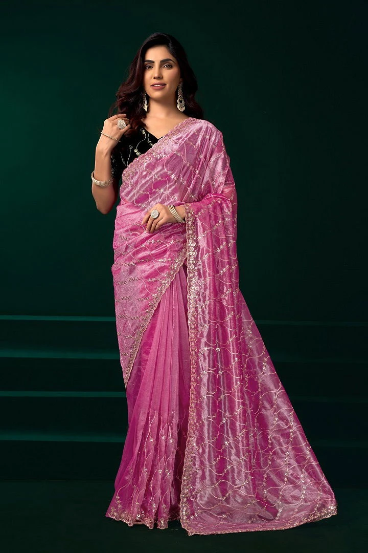 Meera 331 Net Sequence Embroidery Worked Party Wear Saree Collection - Image 2