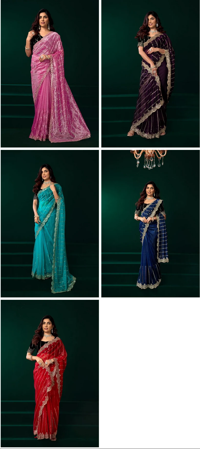 Meera 331 Net Sequence Embroidery Worked Party Wear Saree Collection - Image 7