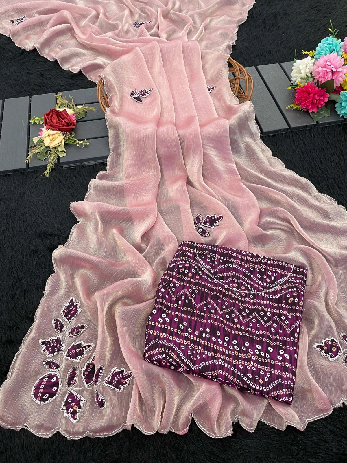 Modal 6339 Chiffon Embossed Foil with Cut Work Designer Saree Collection