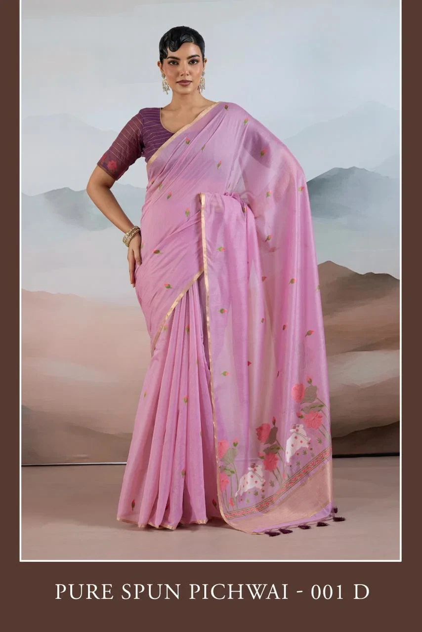 Pure Spun Pichwai Cotton Handloom Weaving Saree Collection - Image 4