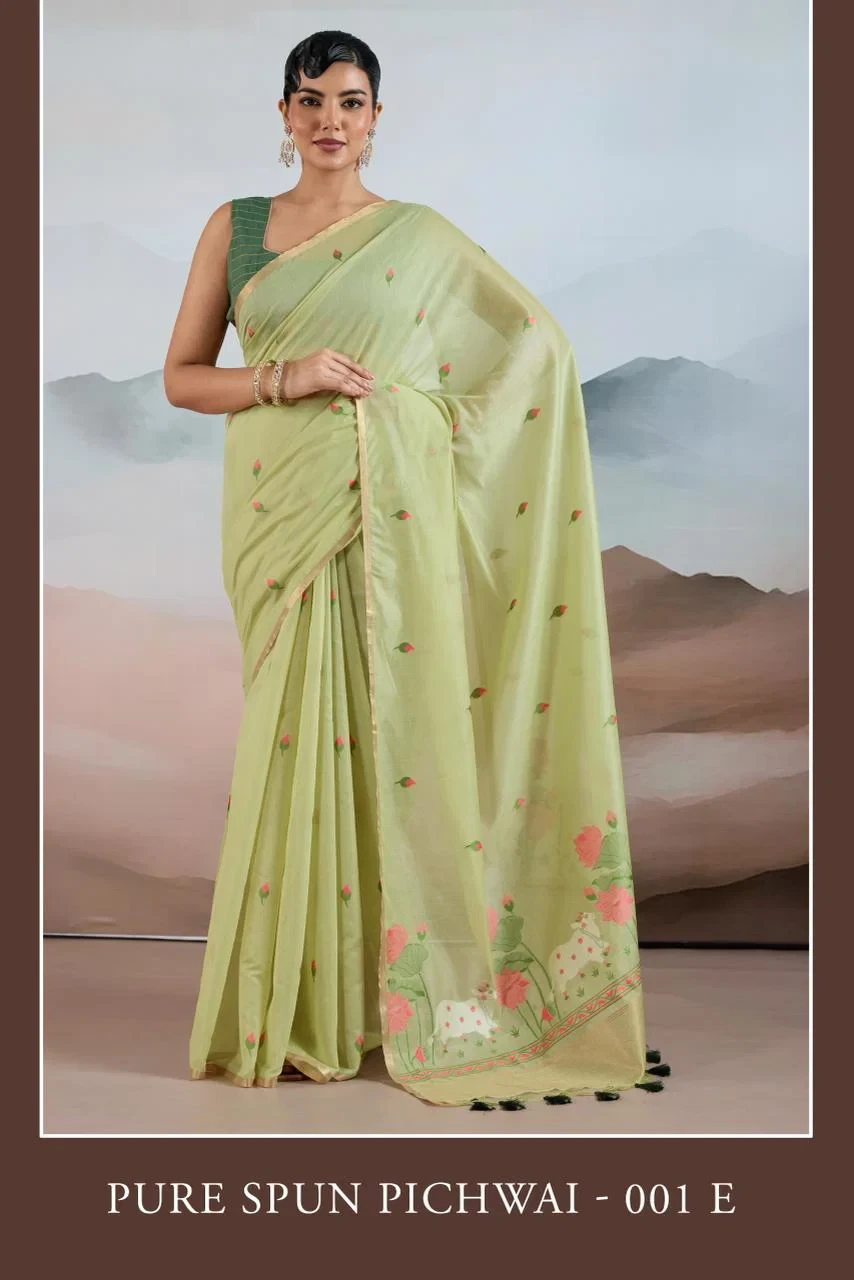 Pure Spun Pichwai Cotton Handloom Weaving Saree Collection - Image 5