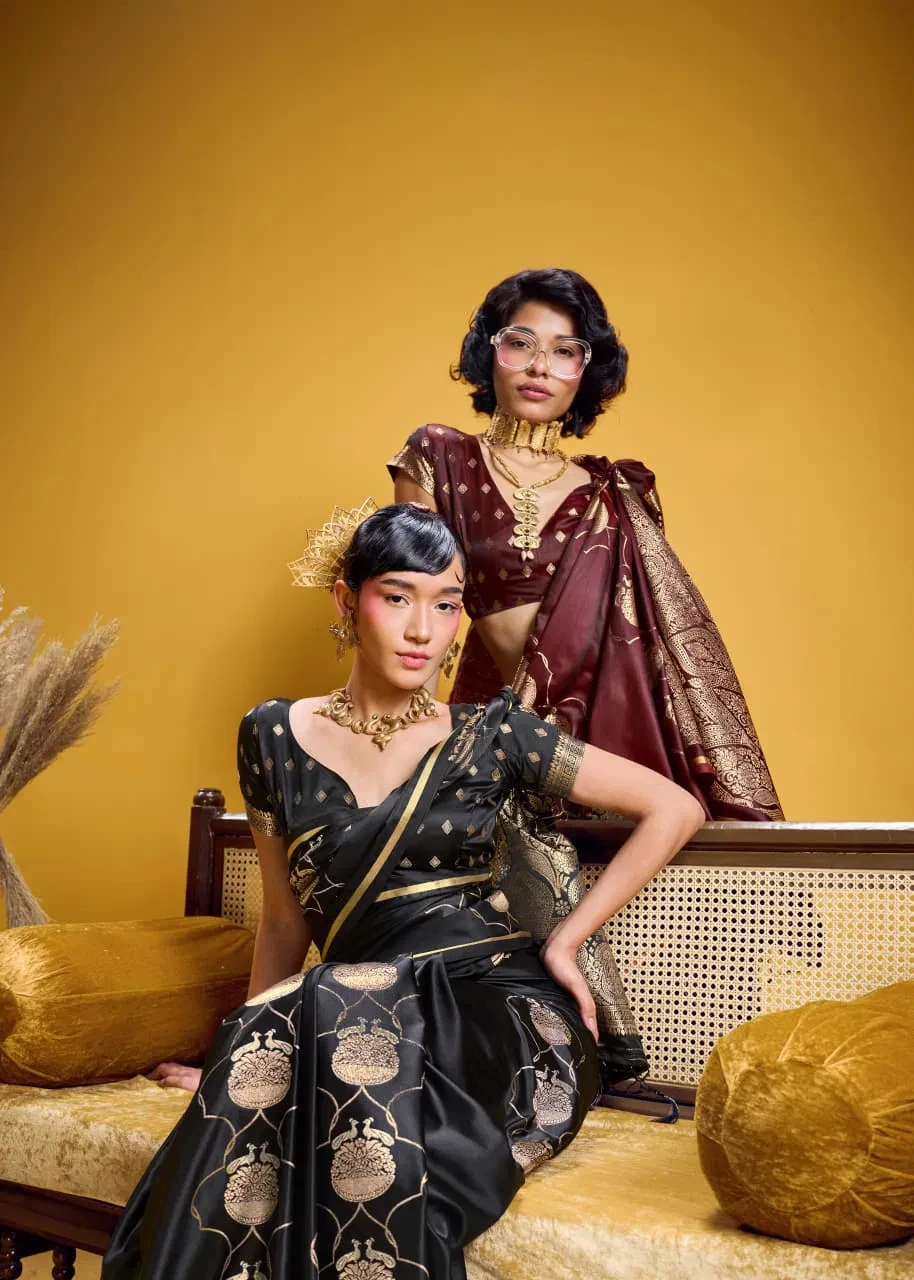 Rajtex Kanthkala Vama Satin Silk Handloom Weaving Traditional Saree Collection