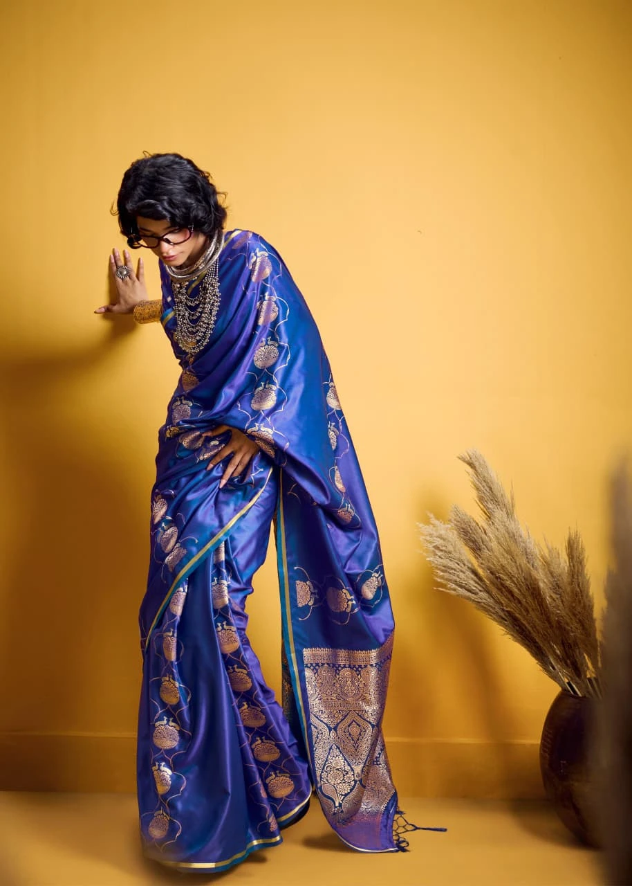 Rajtex Kanthkala Vama Satin Silk Handloom Weaving Traditional Saree Collection - Image 3