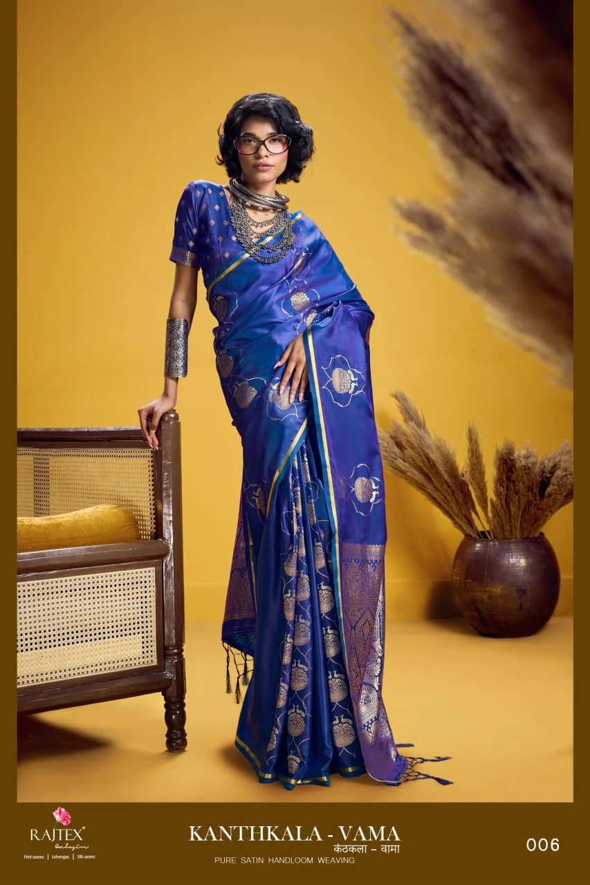 Rajtex Kanthkala Vama Satin Silk Handloom Weaving Traditional Saree Collection - Image 4